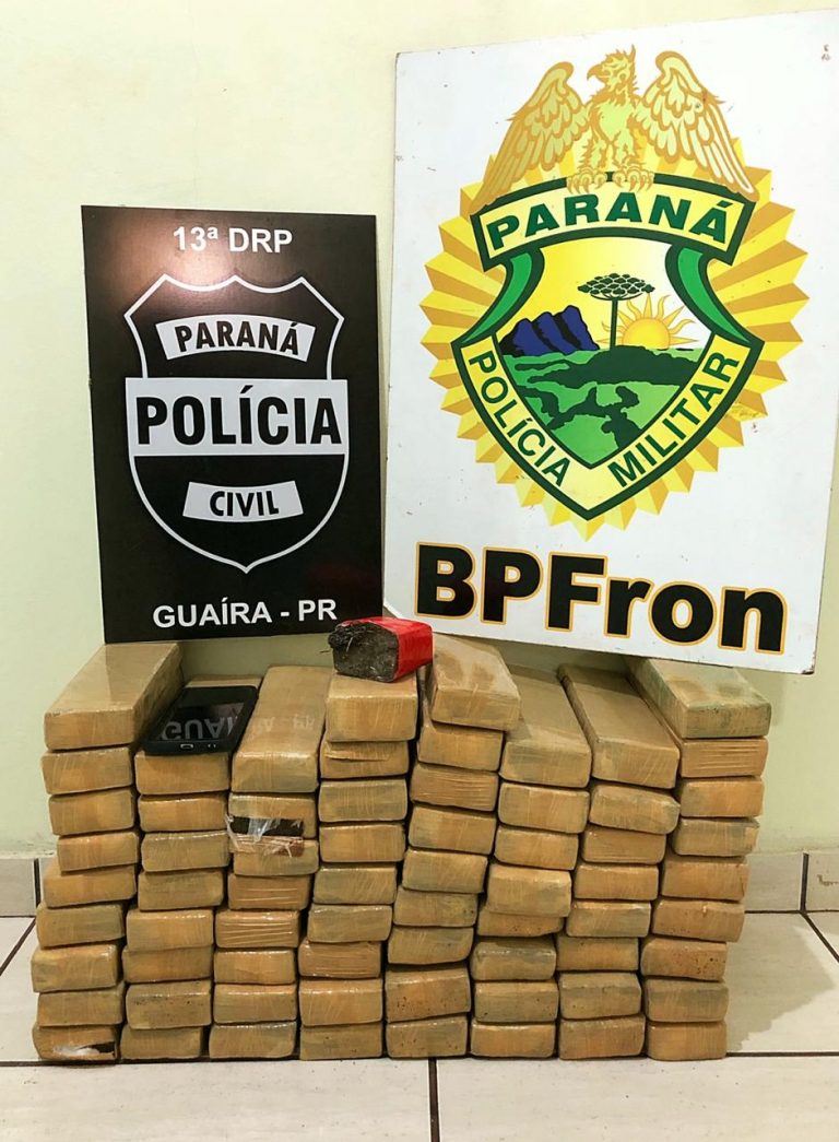 Foragido da justiça e colega são presos pela PC e BPFRON com quase 50 kg de maconha em Guaíra 