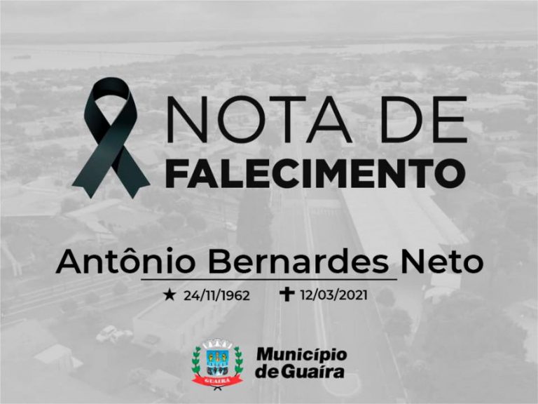 Município de Guaíra faz nota de falecimento do servidor Antônio Bernardes Neto