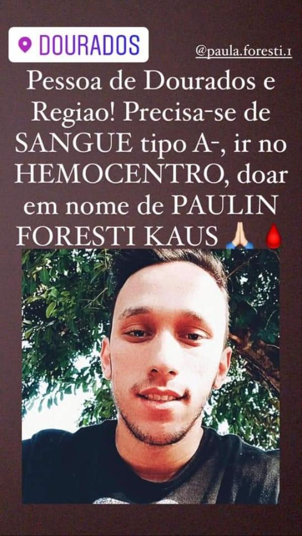 Mundonovense sofre grave acidente e família pede doação de sangue A-