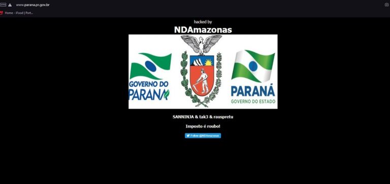 Sites do Governo do Paraná são invadidos por hackers, que deixam mensagem: ‘imposto é roubo’