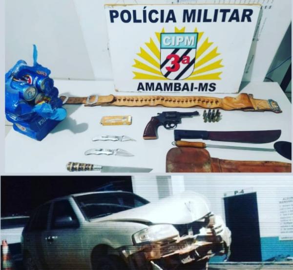 Polícia Militar de Amambai prende condutor por dirigir embriagado e portar arma de fogo