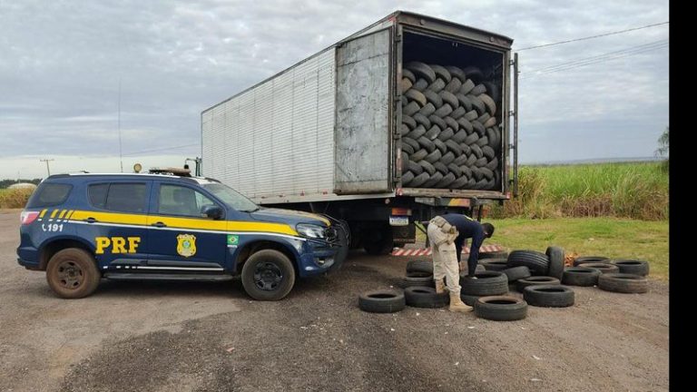 Motorista é preso ao ser flagrado com mil pneus novos sem nota fiscal em Naviraí