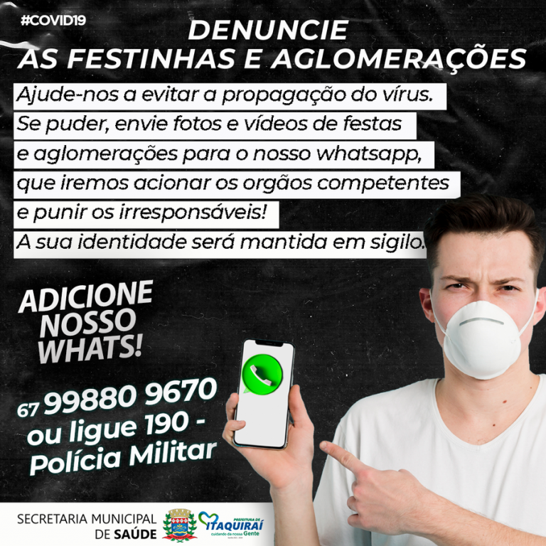Prefeitura de Itaquiraí disponibiliza canal para denunciar festas e aglomerações