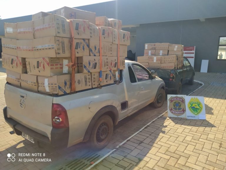 Três carros e dois barcos carregados com cigarros são apreendidos em Guaíra