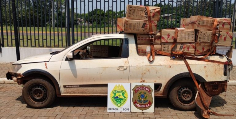 Quatro picapes carregadas com cigarros são apreendidas em Guaíra