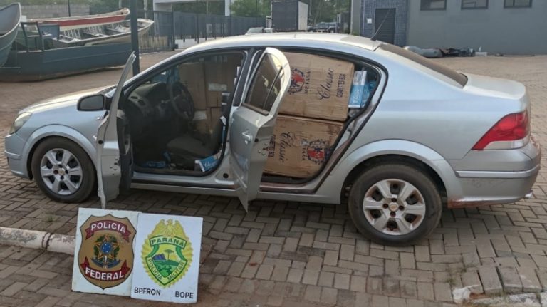 Carro carregado com cigarros é apreendido em Guaíra