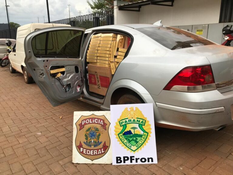 Polícia apreende três veículos carregados de cigarros em Guaíra