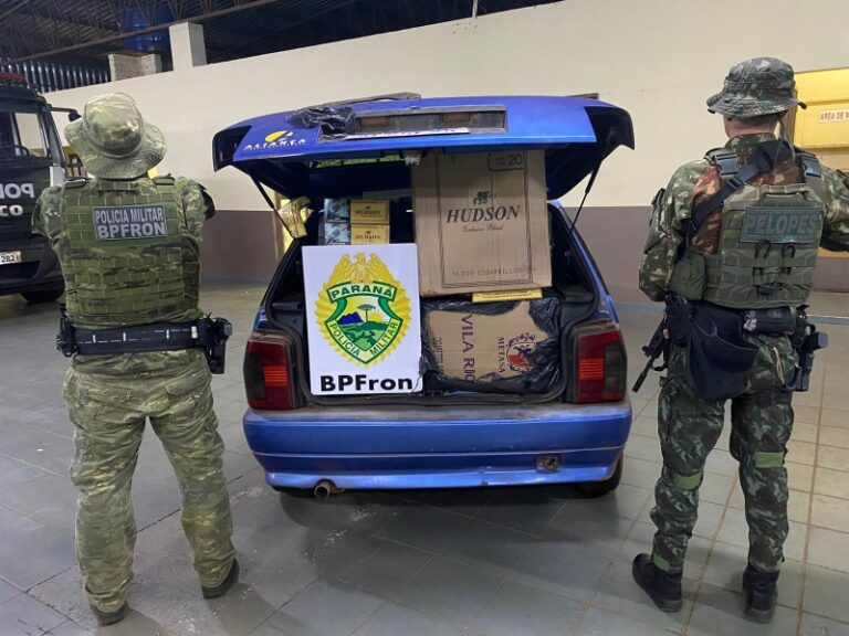 BPFRON e Exército prendem homem com carro cheio de cigarros em Guaíra