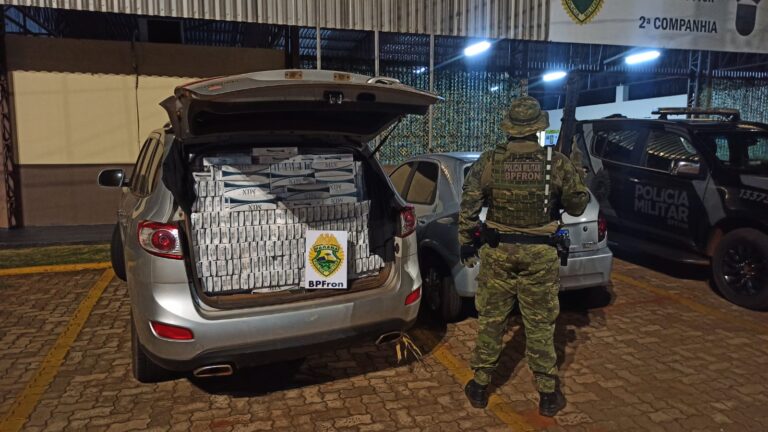 Carro furtado carregado com cigarros contrabandeados é apreendido em Guaíra