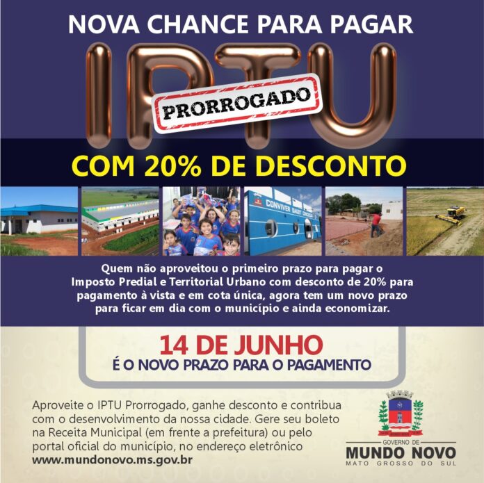 IPTU PRORROGADO PARA 14 DE JUNHO