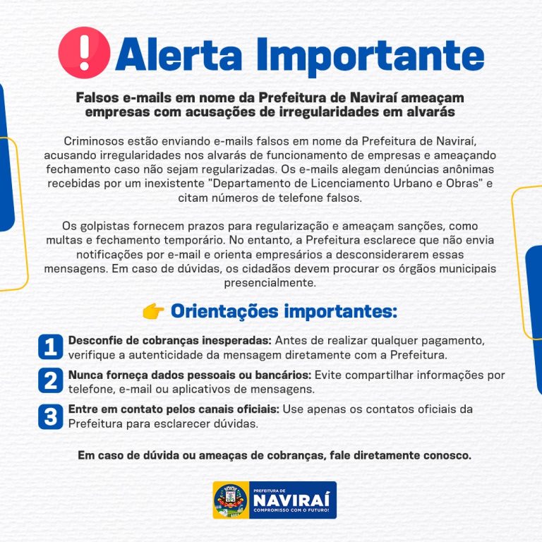 FALSOS E-MAILS NA PREFEITURA DE NAVIRAÍ