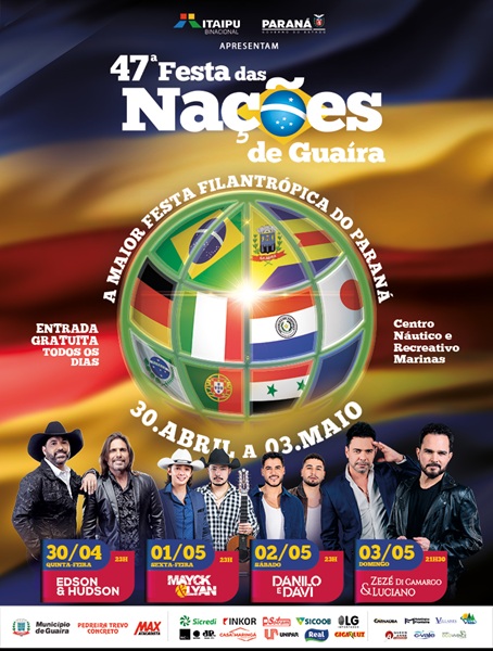 47ª Festa das Nações de Guaíra começa nesta quinta (30) com shows e atrações culturais
