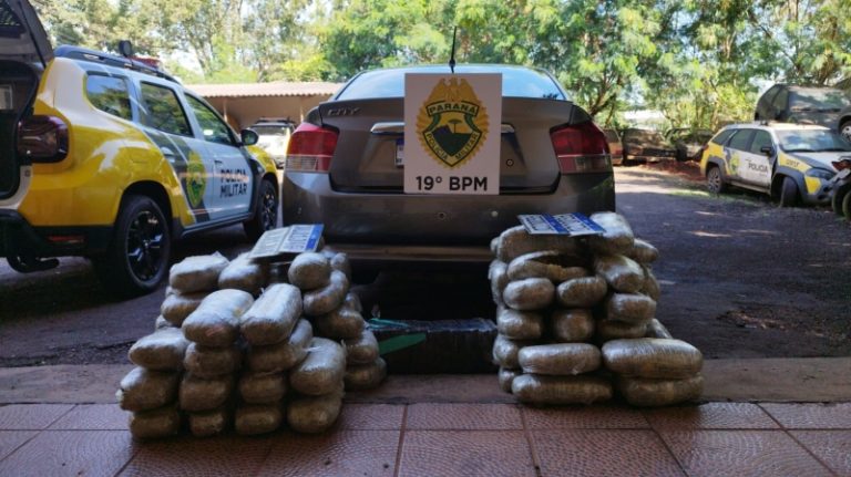 PM de Guaíra detém homem transportando 138 kg de maconha na BR-272
