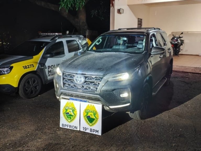 Caminhonete furtada é recuperada pela PM após perseguição e tiros nos pneus em Guaíra