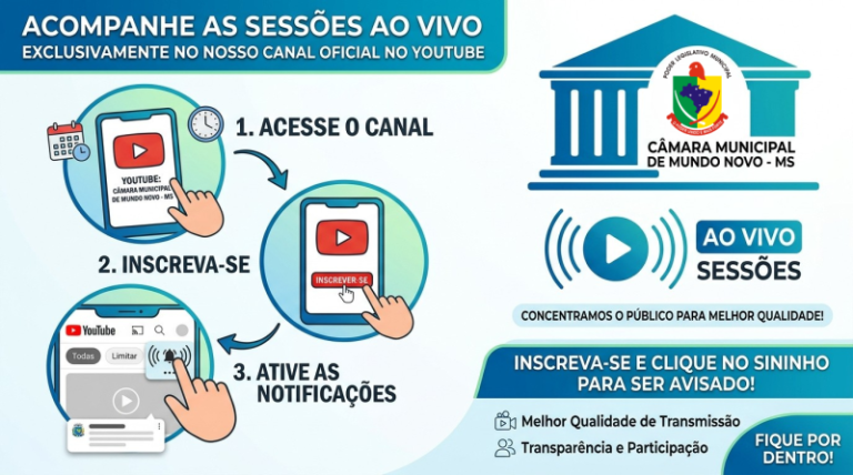 Sessões da Câmara Municipal de Mundo Novo agora são transmitidas online exclusivamente pelo YouTube
